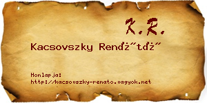 Kacsovszky Renátó névjegykártya