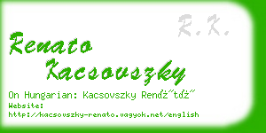 renato kacsovszky business card